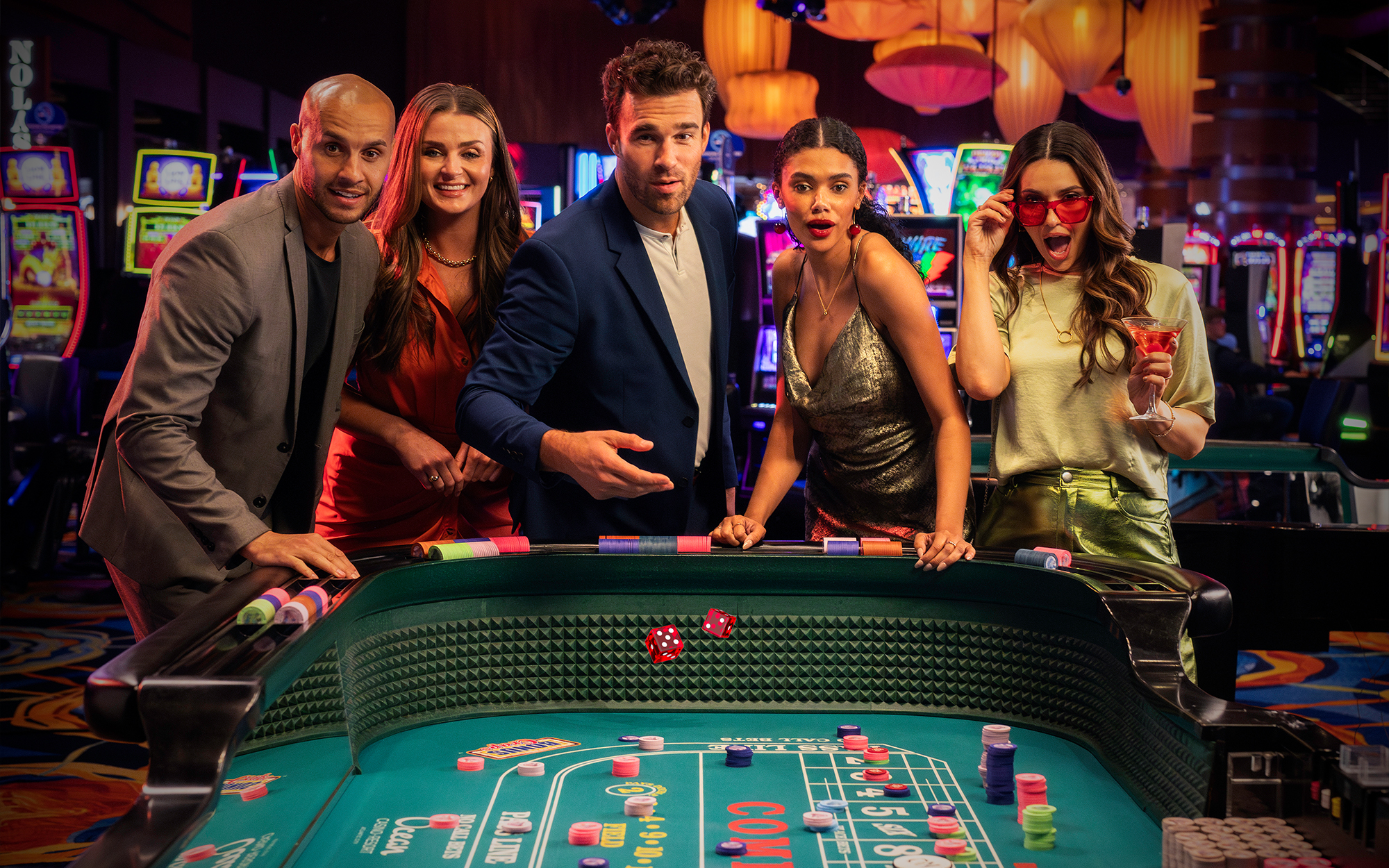Five friends playing craps at Ocean Casino Resort in Atlantic City