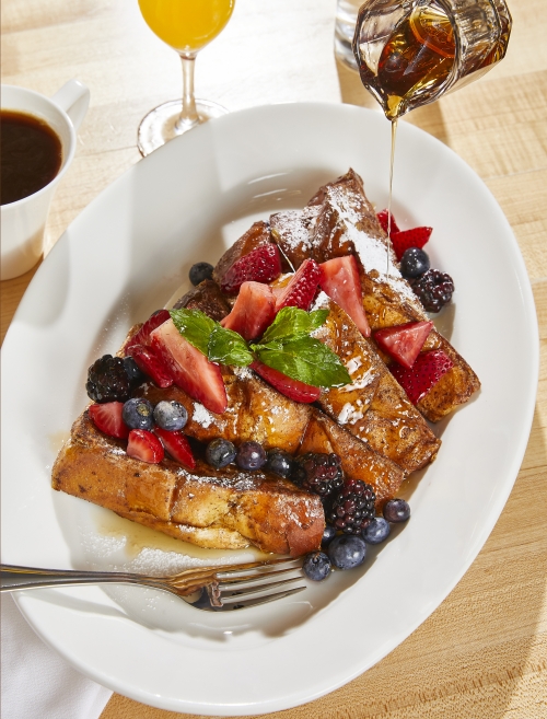Brunch French toast with fresh berries and syrup at Ocean Casino Resort restaurant
