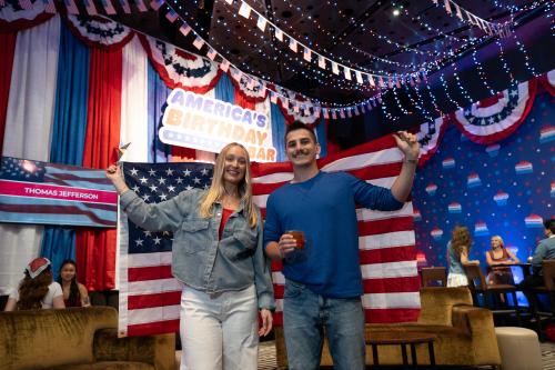 Guests celebrating the Fourth of July at America's Birthday Bar inside Ocean Casino Resort in Atlantic City.