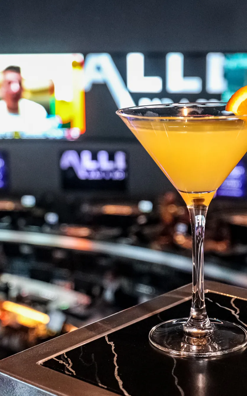 Craft cocktail overlooking the casino floor at Ocean Casino Resort in Atlantic City