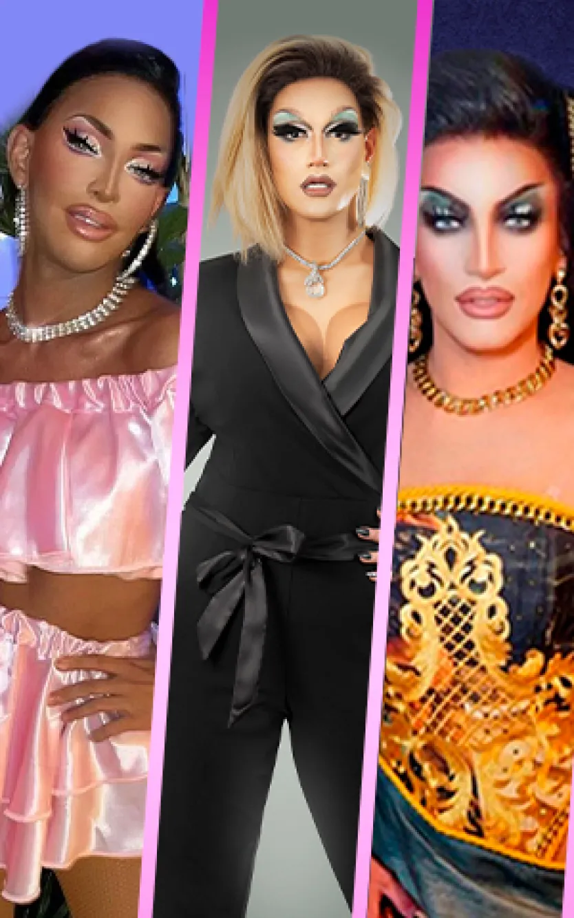 Graphic with images of drag queens and text saying "Ocean Pride Drag Showcase"