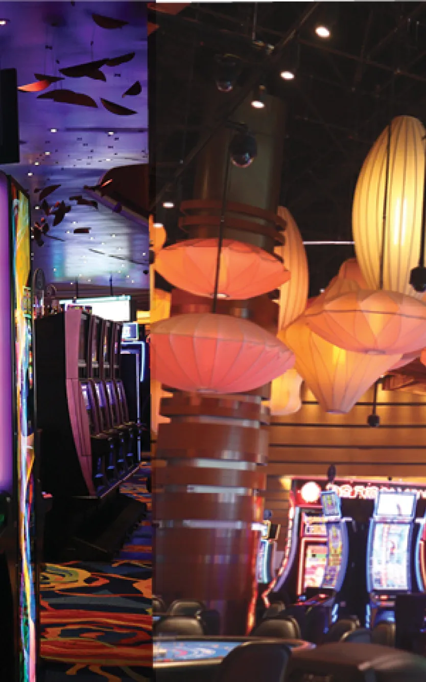 Images of Ocean Casino Resort slot machines on the casino floor