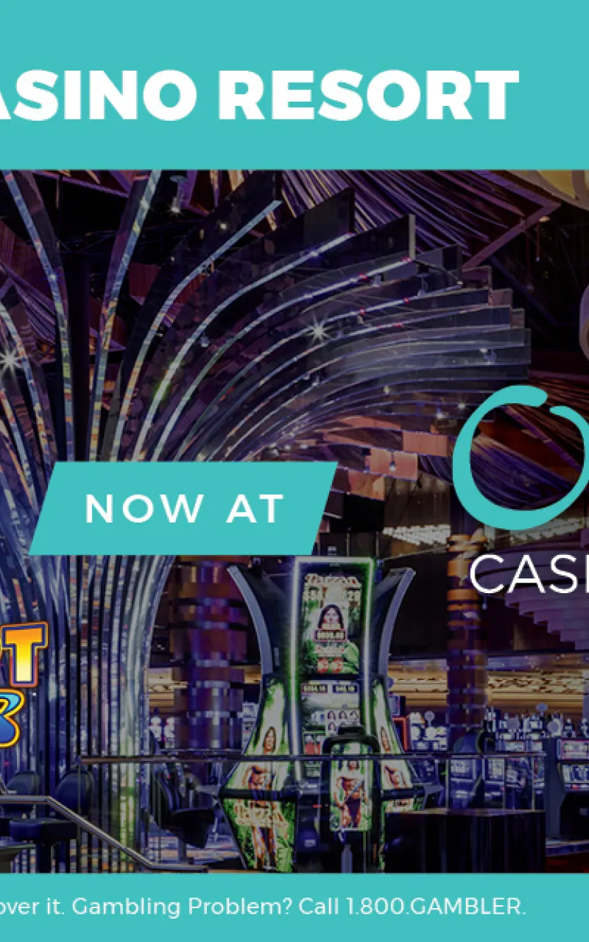 Graphic announcing new slot machines at the casino, including "The Vault" 
