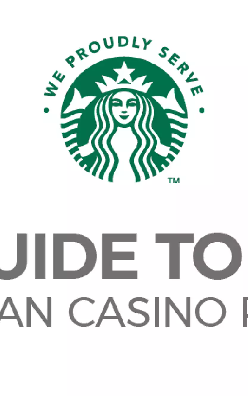 Coffee beans, starbucks logo and text saying "Your Guide to Coffee at Ocean Casino Resort" 