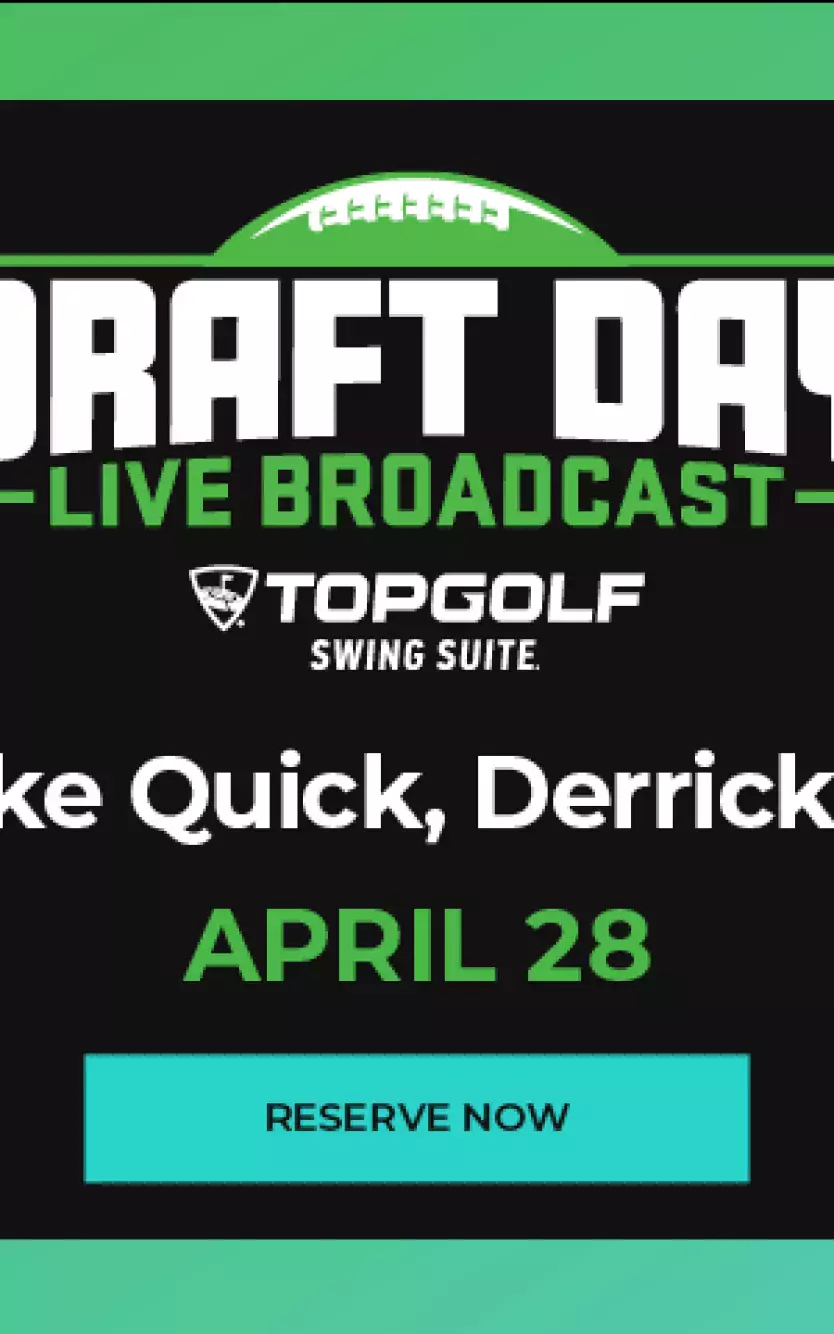 Graphic advertising Draft Day at TopGolf Swing Suite