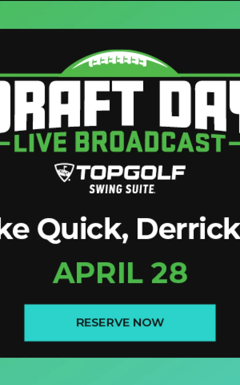 Graphic advertising Draft Day at TopGolf Swing Suite