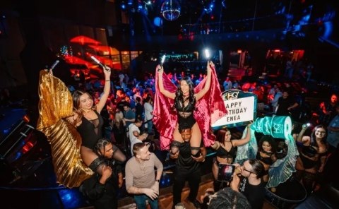 Group birthday celebration with bottle service at HQ2 Nightclub inside Ocean Casino Resort in Atlantic City