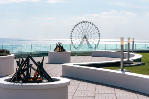 Oceanfront fire pits and Atlantic City Boardwalk views from The Park at Ocean Casino Resort