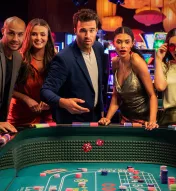 Friends playing roulette