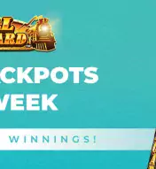 Graphic and image of slot machines and text saying "Three Jackpots One Week"