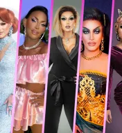 Graphic with images of drag queens and text saying "Ocean Pride Drag Showcase"