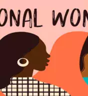 Graphic with profiles of women saying "International Women's Day"
