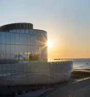 Exterior of Ocean Casino Resort with the sunrise