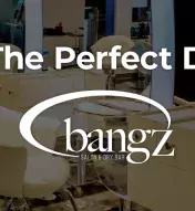 Image of Bangz Salon with salon chairs and overlay text saying "Plan the perfect day at Bangz Salon"
