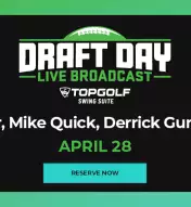 Graphic advertising Draft Day at TopGolf Swing Suite