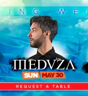 Opening week graphic for entertainment featuring three bands and their headshots and band names, including Cash Cash, Hiedvza, and Fergie for PS1