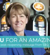 Image of CEO on casino floor and text saying "Thank you for an incredible month"