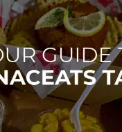 image of fried foods with overlayed text "Your Guide to #Oceaneats Takeout"