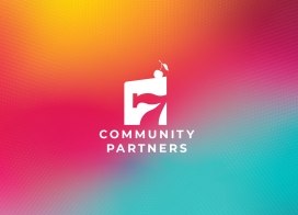 Community Partners graphic for Ocean Casino Resort’s 7th birthday celebration, featuring stylized number seven with cherry icon.